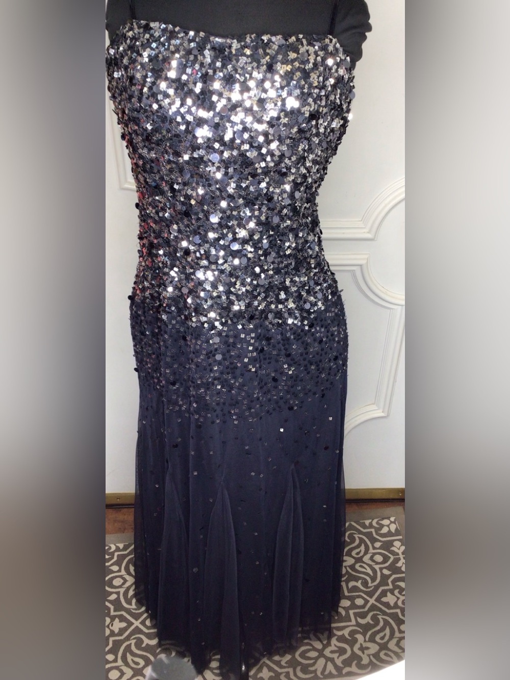 Adrianne Papell Sequin Strapless Ombre Evening Prom Gown Size 8
